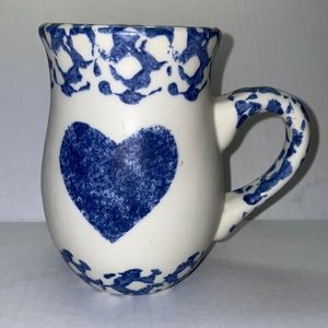 💕💕Vintage Blue heart sponge ware mug 14 oz